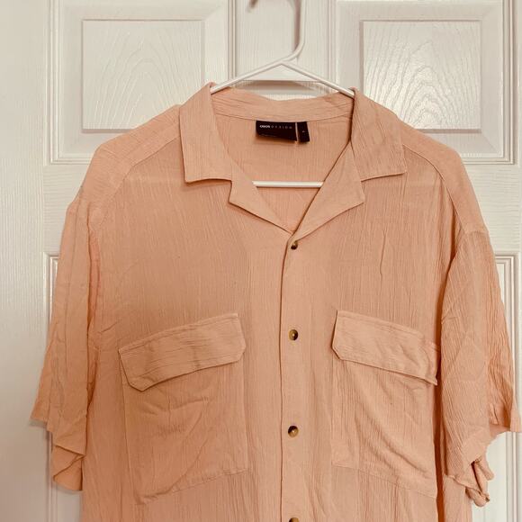 NWOT ASOS DESIGN crinkle viscose collared shirt - Picture 4 of 7